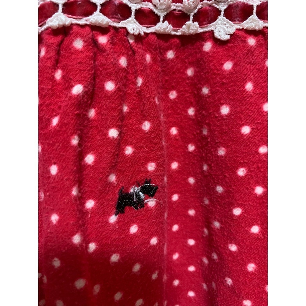 Vintage Granny Red PolkaDot Nightgown Long Sleeve Ruffle Hem Smocked Neckline 1X - Picture 3 of 9